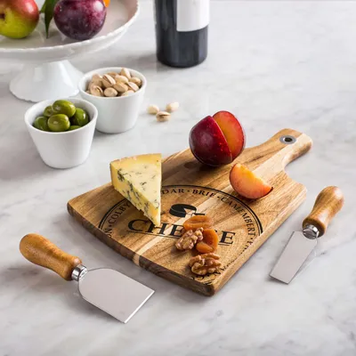 KSP Artisanal 'Acacia Wood' Cheese Paddle With Knives - Set of 3
