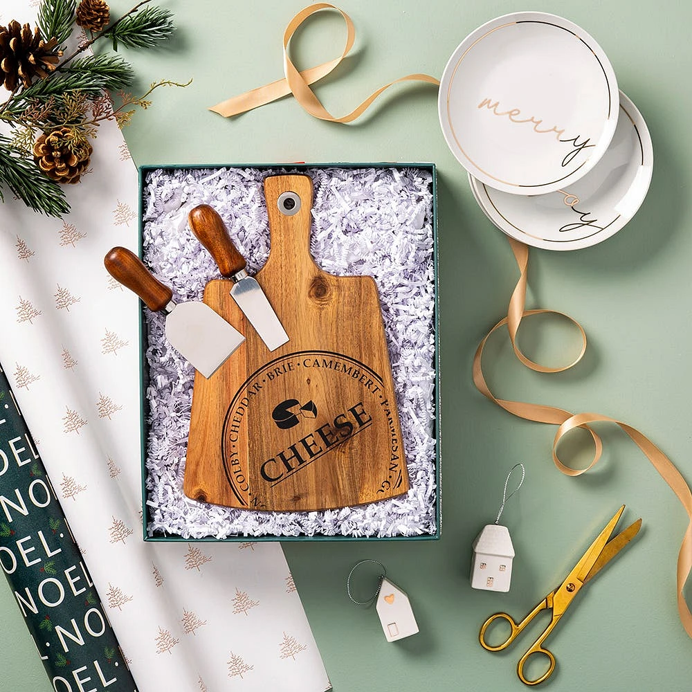KSP Artisanal 'Acacia Wood' Cheese Paddle With Knives - Set of 3