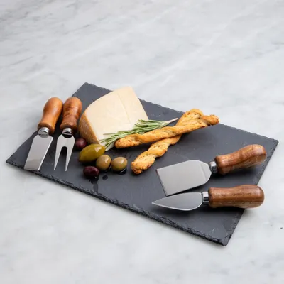 KSP Stilton Slate Cheese Board with Knives - Set of 5