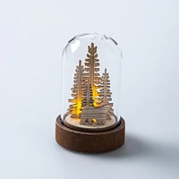 Koopman Christmas LED Cloche Wood Designs (Natural) - Assrt.