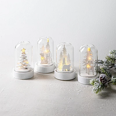 Koopman Christmas 'Assorted' LED Cloche Wood Designs (White)