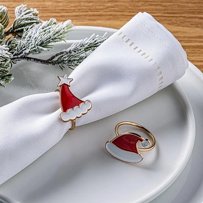 Koopman Christmas 'Santa Hat' Napkin Ring - Set of 4 (Red/White)