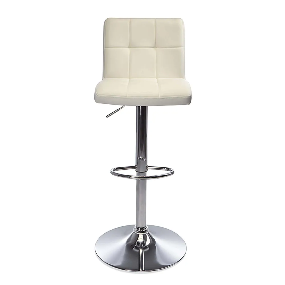 KSP Demi Tufted Faux Leather Bar Stool (White)