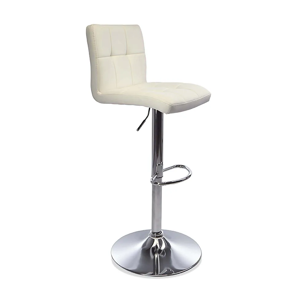 KSP Demi Tufted Faux Leather Bar Stool (White)