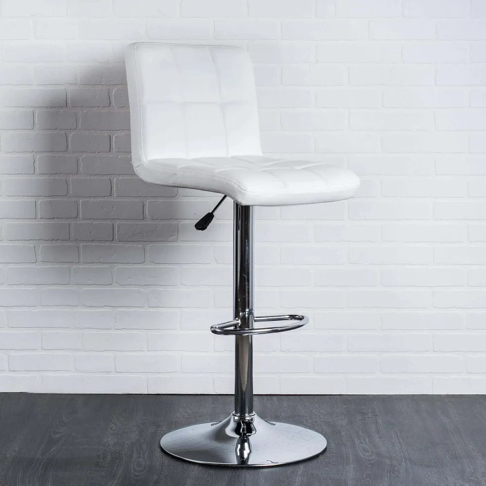 KSP Demi Tufted Faux Leather Bar Stool (White)