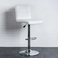 KSP Demi Tufted Faux Leather Bar Stool (White)