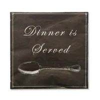 Harman 3-Ply 'Dinner Is Served' Paper Napkin (Black)