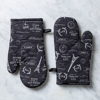 Harman Paris Passport Cotton Oven Mitt - Set of 2 (Black)