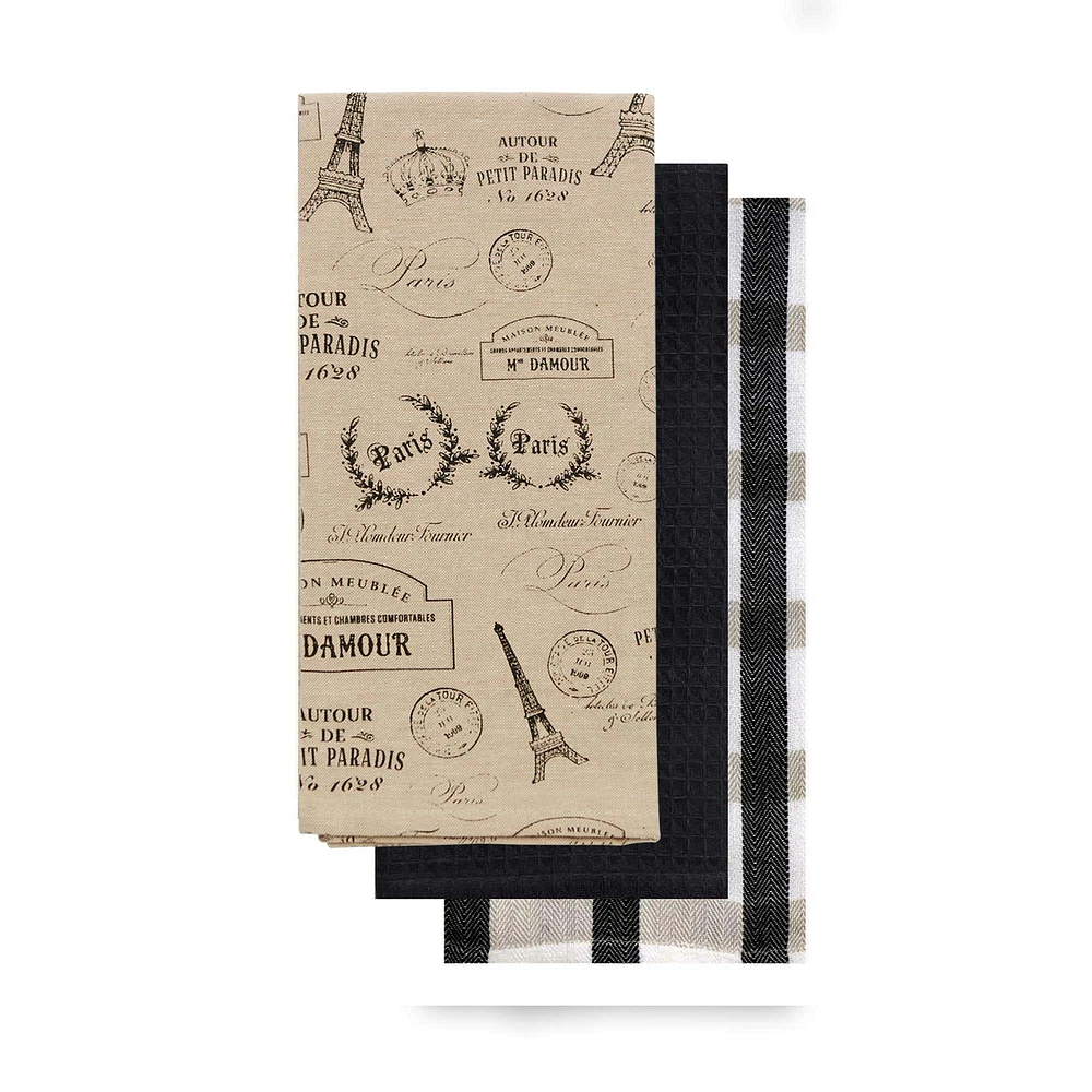 Harman Combo 'Paris Passport' Cotton Kitchen Towel - Set of 3