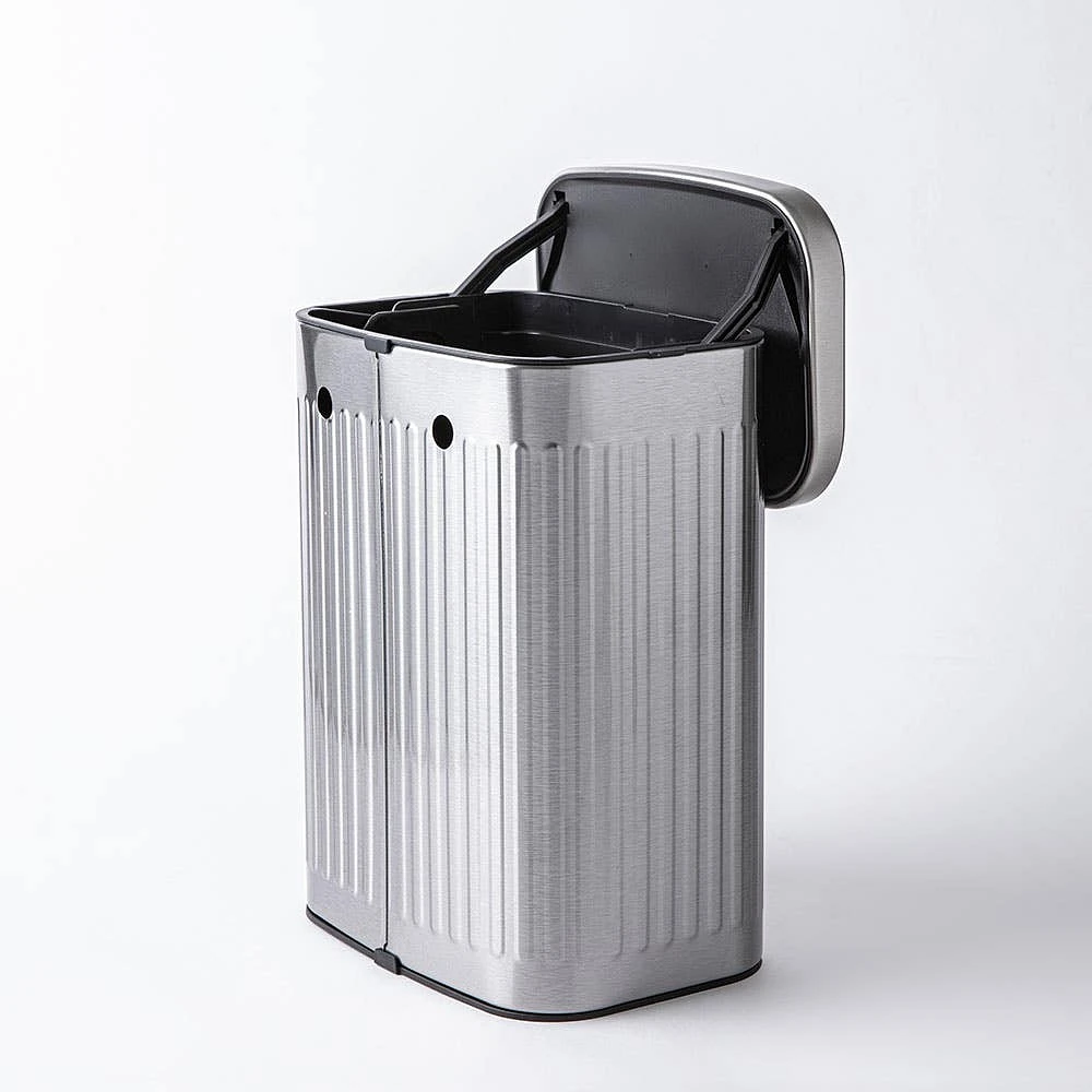 KSP Elara Ribbed 'Fingerprint-Proof' Compost Bin with Hook (Brushed)