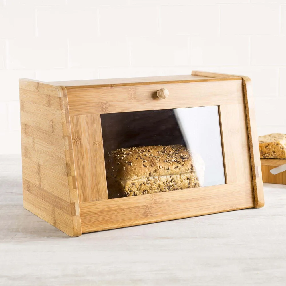 KSP Natura Bamboo Bread Box with Window (Natural) 39 x 24 x 25 cm