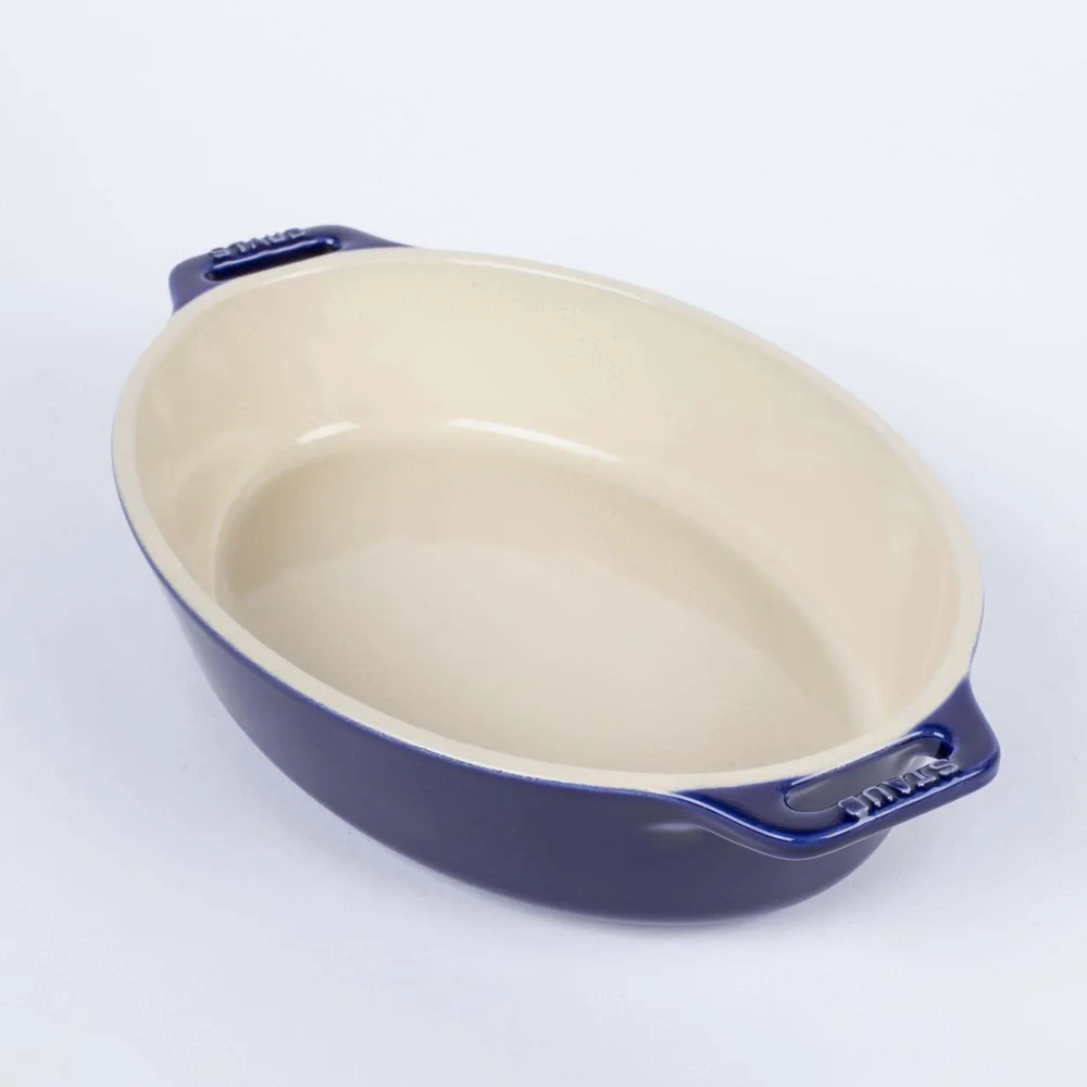 Staub En France Ceramic Oval 9"x6" Roasting Dish (Dark Blue)