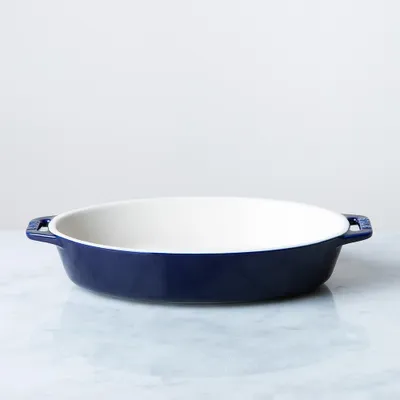 Staub En France Ceramic Oval 9"x6" Roasting Dish (Dark Blue)