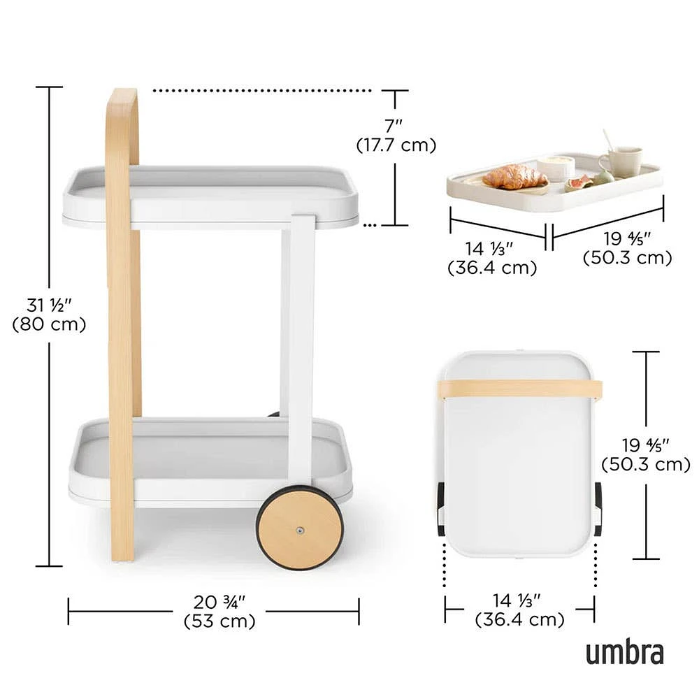 Umbra Bellwood Bar-Serving Cart 20.8x17x31.4"H (Natural/White)