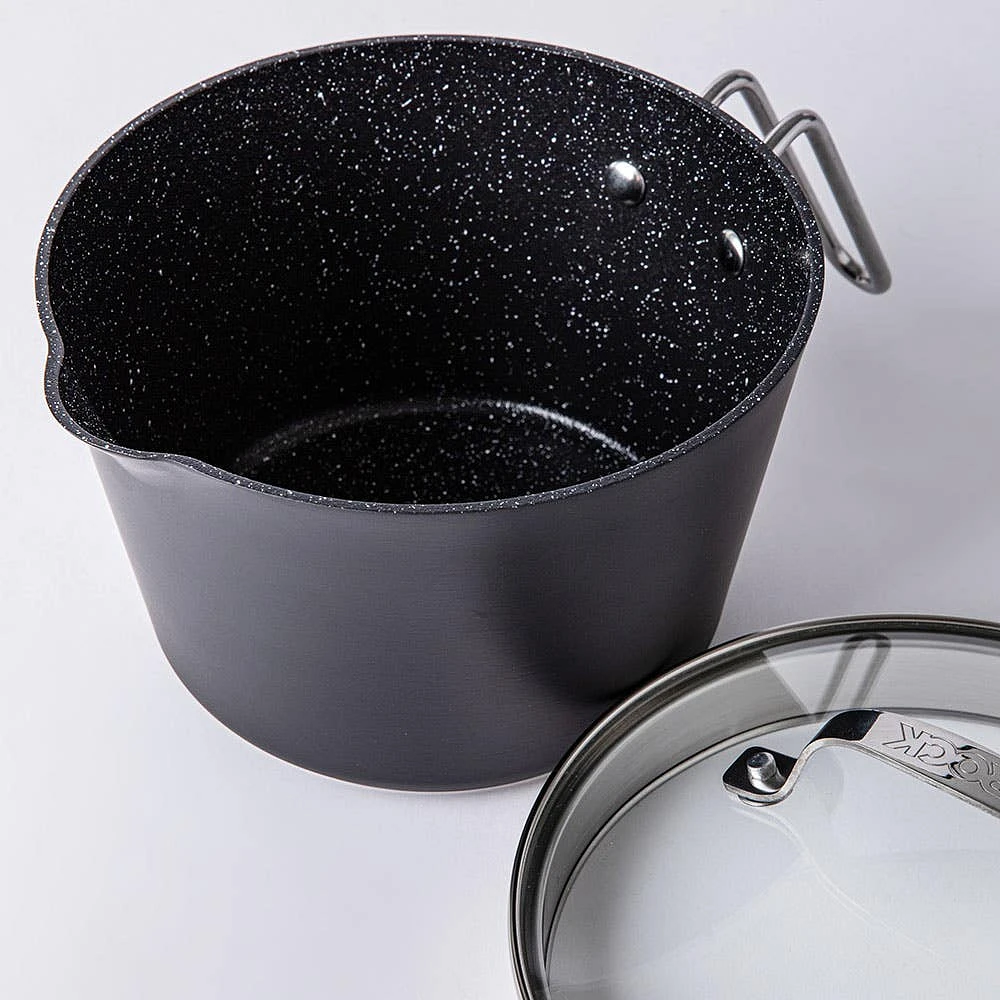 The Rock Cook and Stir Non-Stick Saucepan - S/2 (Blk/Stainless Steel)