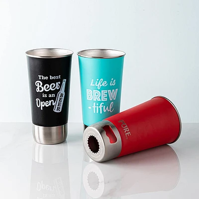 Pure Stainless Steel Tumbler with Bottle Cap Opener 500ml (Asstd.)