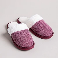 Every Sunday Ultra Soft 'Knit Cuff' Memory Foam Slipper Women Burgundy