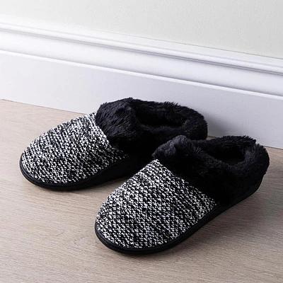 Every Sunday Ultra Soft 'Knit Cuff' Memory Foam Slippers Women Black