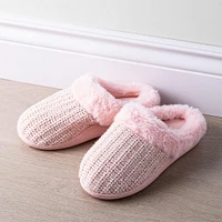 Every Sunday Ultra Soft 'Knit Cuff' Memory Foam Slippers Women (Pink)