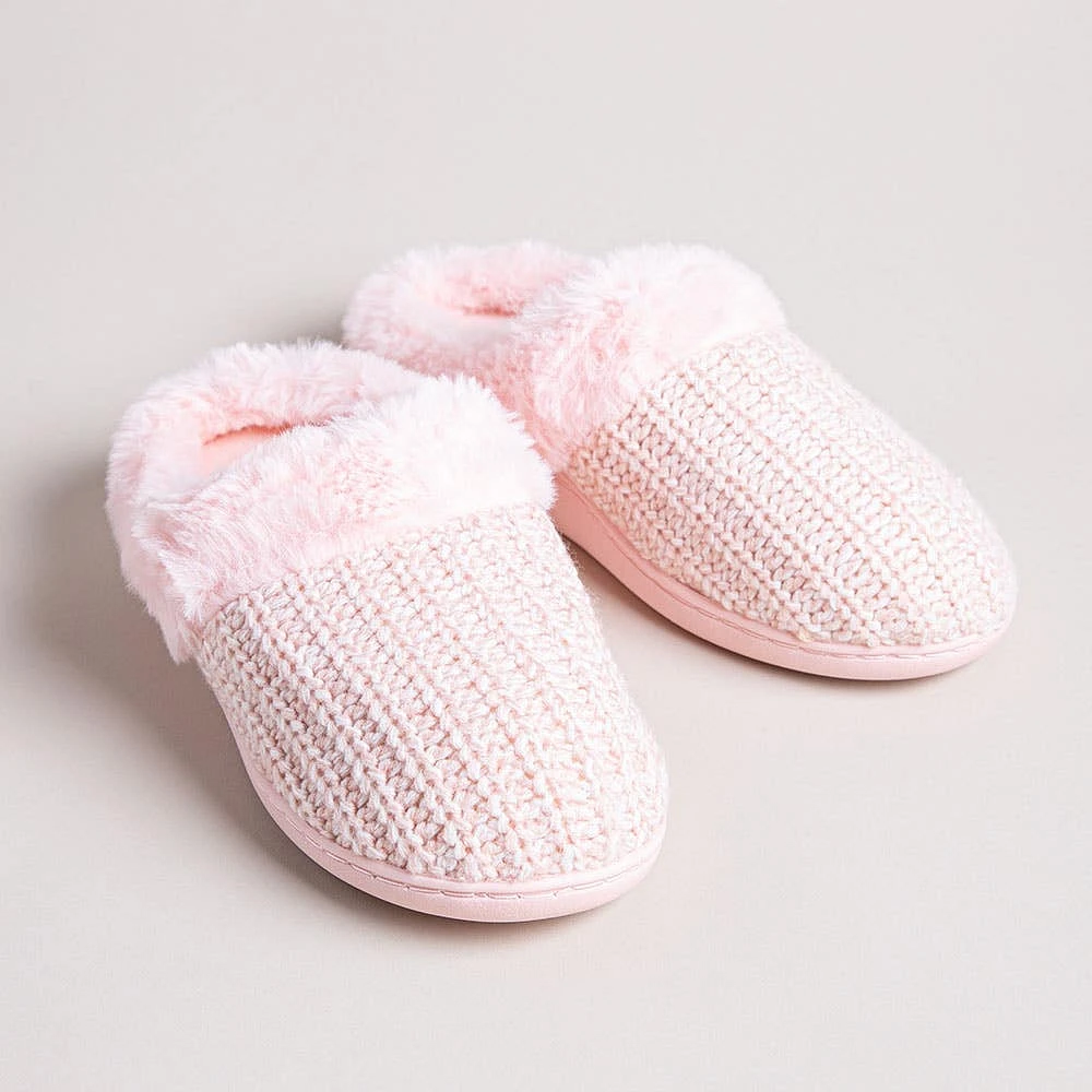 Every Sunday Ultra Soft 'Knit Cuff' Memory Foam Slippers Women (Pink)