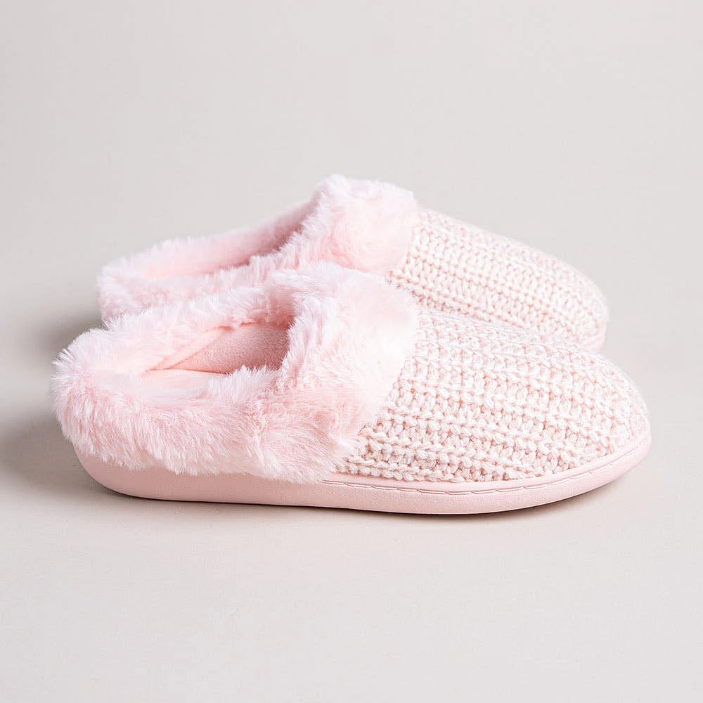 Every Sunday Ultra Soft 'Knit Cuff' Memory Foam Slippers Women (Pink)