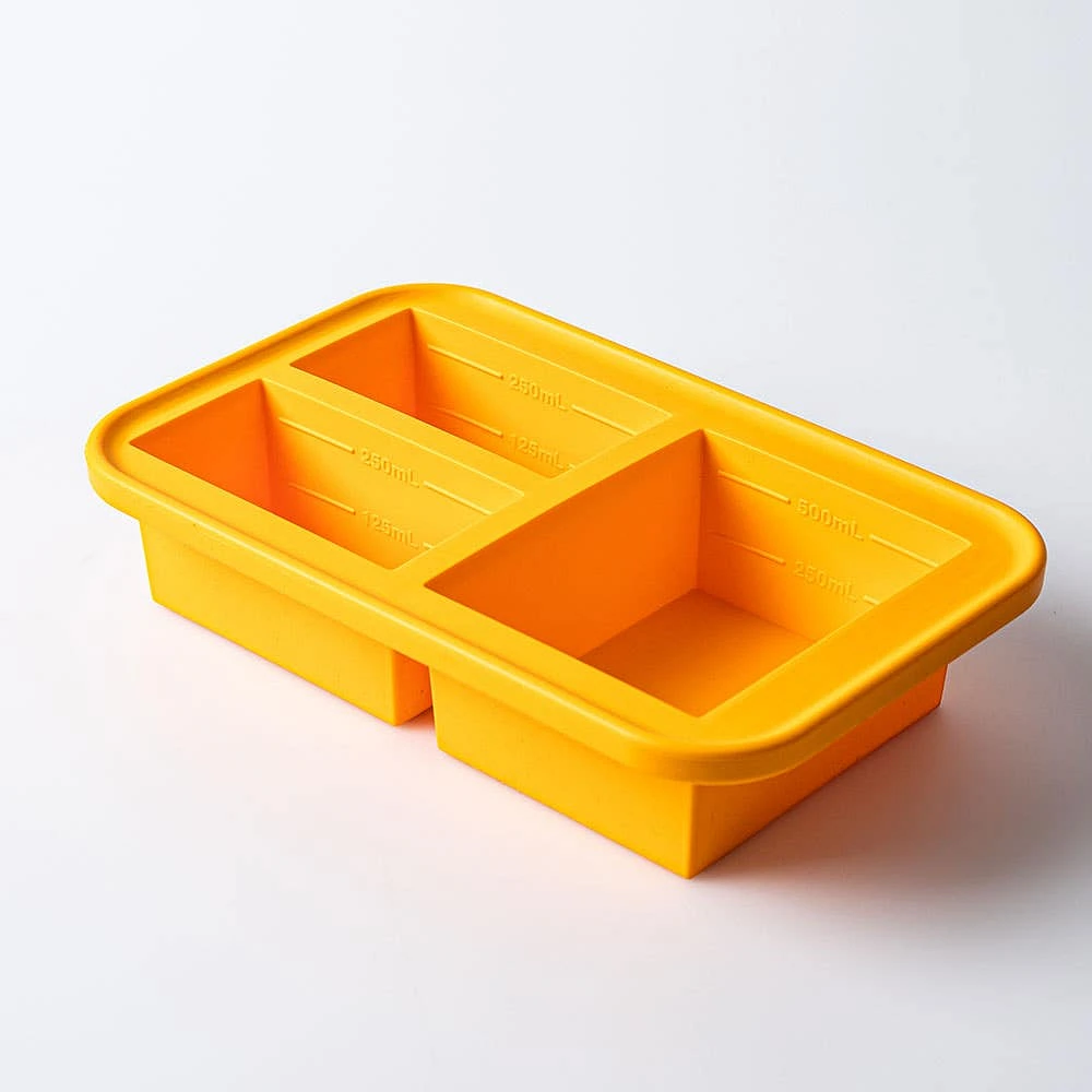 KSP Freezicube Silicone Food and Soup Tray 1+2 Cup 3 Cavity (Orange)