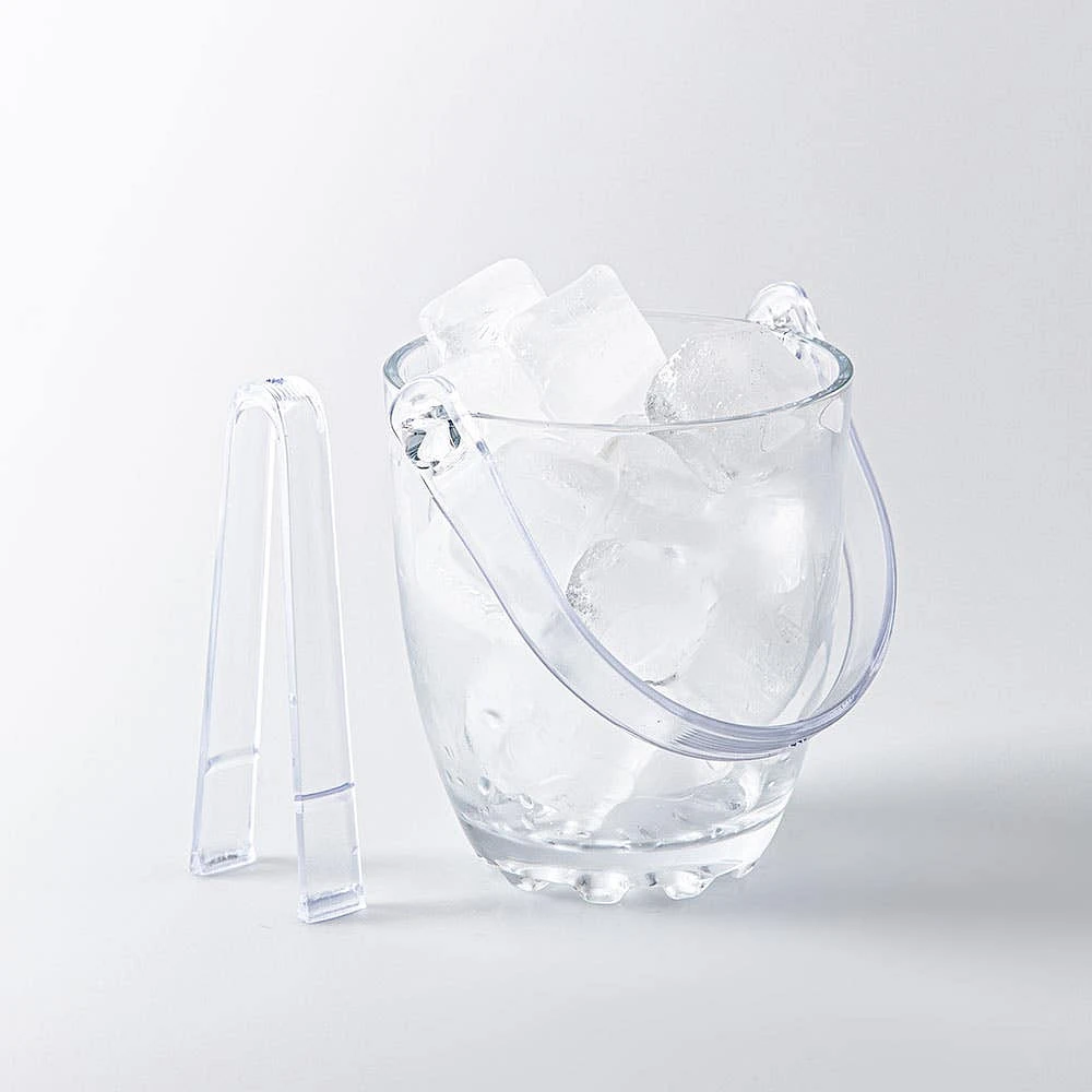 KSP Chill Glass Ice Bucket with Tongs (Clear)