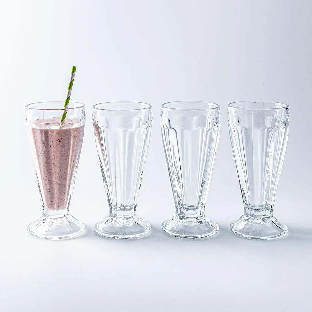 KSP Sweet Shoppe Glass Milkshake - Set of 4 (Clear)