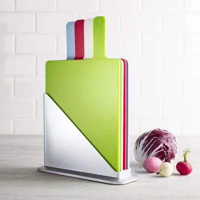 KSP Tab Cutting Boards with Holder - Set of 5 (Multi Colour)