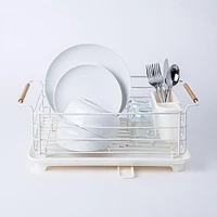 KSP Nova Dish Rack with Bamboo Handles (White/Natural)