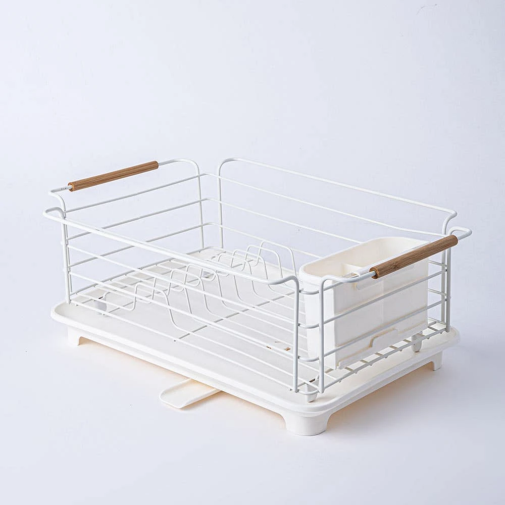 KSP Nova Dish Rack with Bamboo Handles (White/Natural)