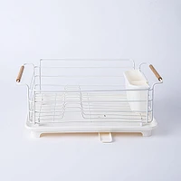KSP Nova Dish Rack with Bamboo Handles (White/Natural)