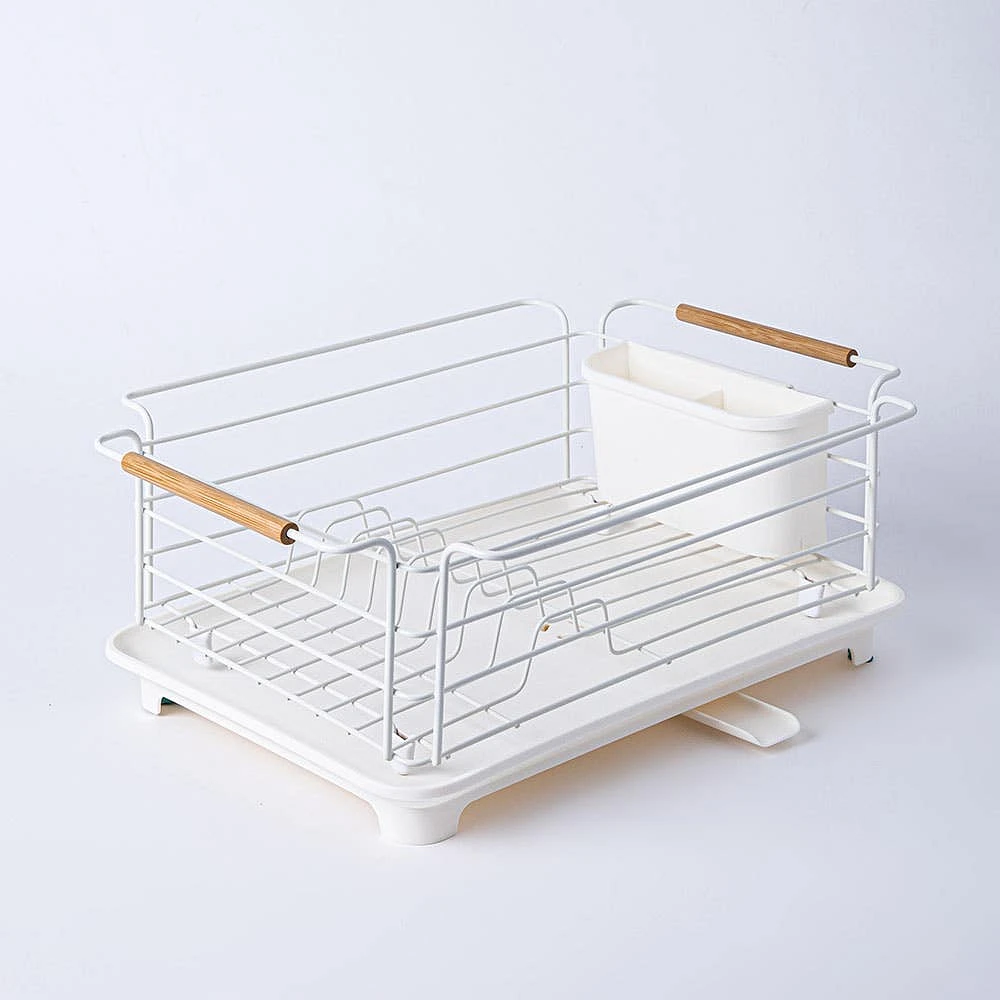 KSP Nova Dish Rack with Bamboo Handles (White/Natural)
