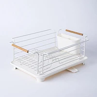 KSP Nova Dish Rack with Bamboo Handles (White/Natural)