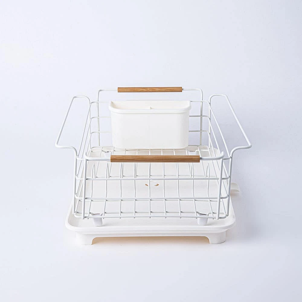 KSP Nova Dish Rack with Bamboo Handles (White/Natural)