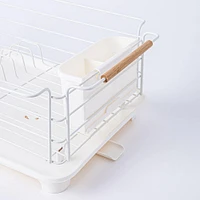 KSP Nova Dish Rack with Bamboo Handles (White/Natural)