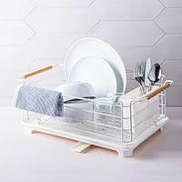 KSP Nova Dish Rack with Bamboo Handles (White/Natural)