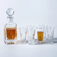 Godinger Dublin Crystal-Cut Spirits Decanter & Shot Glass Set/7