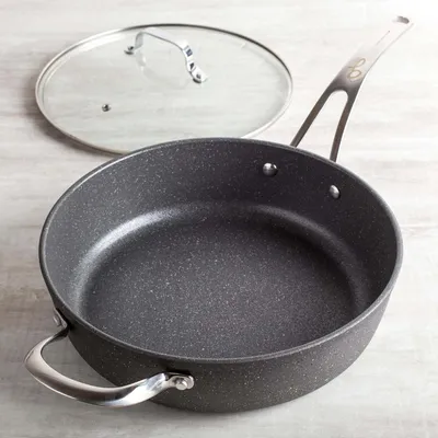 The Rock Gourmet 28cm Non-Stick Deep Frypan with Lid (Grey)