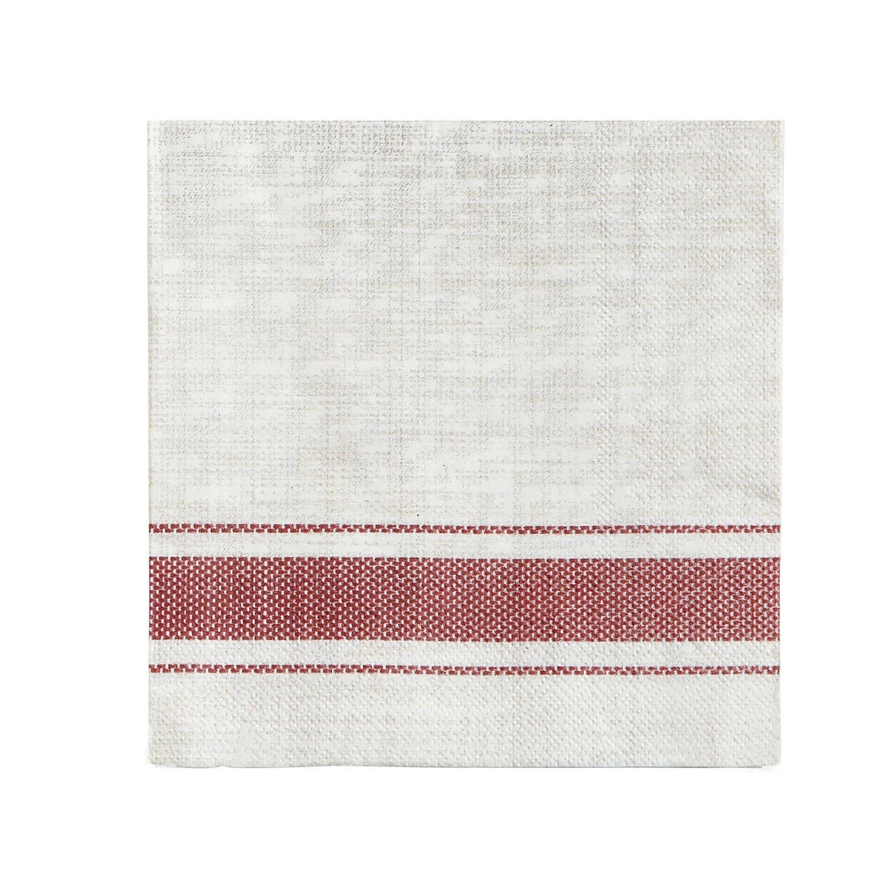 Harman Bistro Stripe Paper Napkin - Set of 20 (Red)