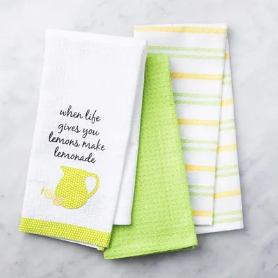 Harman Combo 'When Life Gives You Lemons' Cotton Kitchen Towel - Set/3