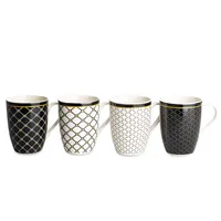 KSP Graphic 'Regal' Mug - Set of 4 (Black/White/Gold)