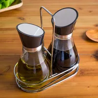 KSP Swivel Oil and Vinegar with Stand - Set of 2 (Stainless Steel)