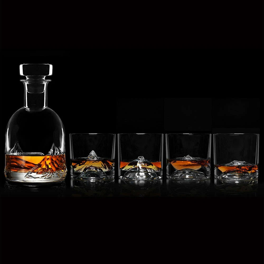 Liiton Crystal 'The Peaks' Whiskey Decanter Combo - Set of 5