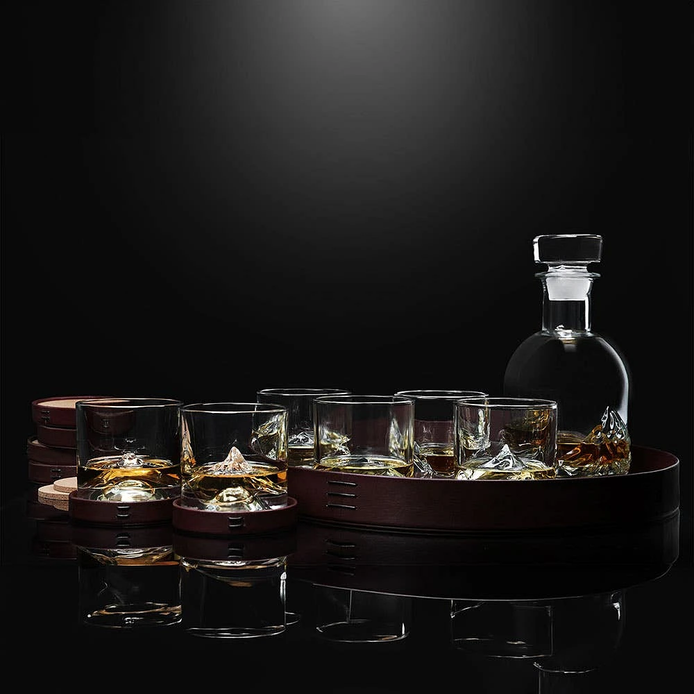 Liiton Luxury Peaks 'W/Tray & Coasters' Whiskey Decanter Combo Set/14