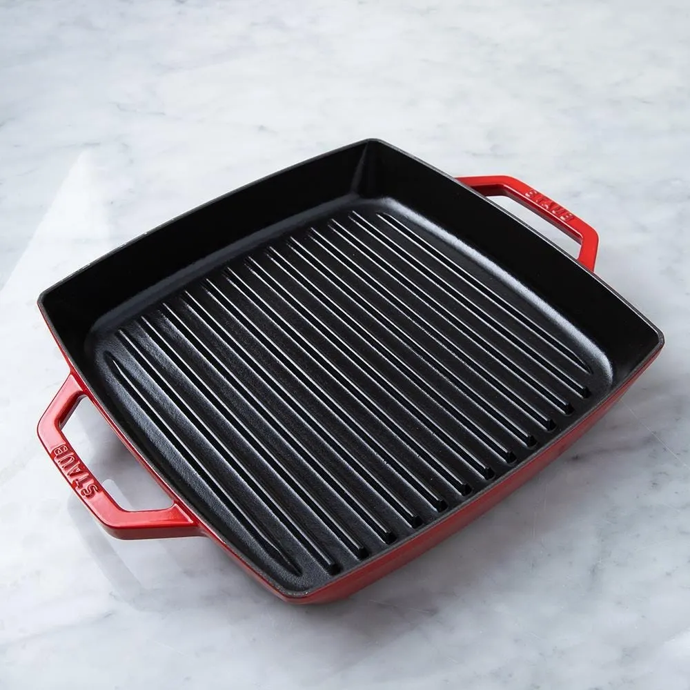 Staub France 'Double Handle' 11" Cast Iron Square Grill Pan (Cherry)