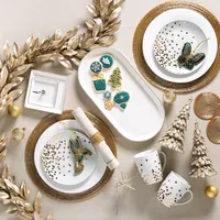KSP Christmas Gleam '2-Tier' Porcelain Buffet Plate Square (Gold)