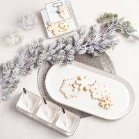 KSP Christmas Gleam '2-Tier' Porcelain Buffet Plate Square (Silver)