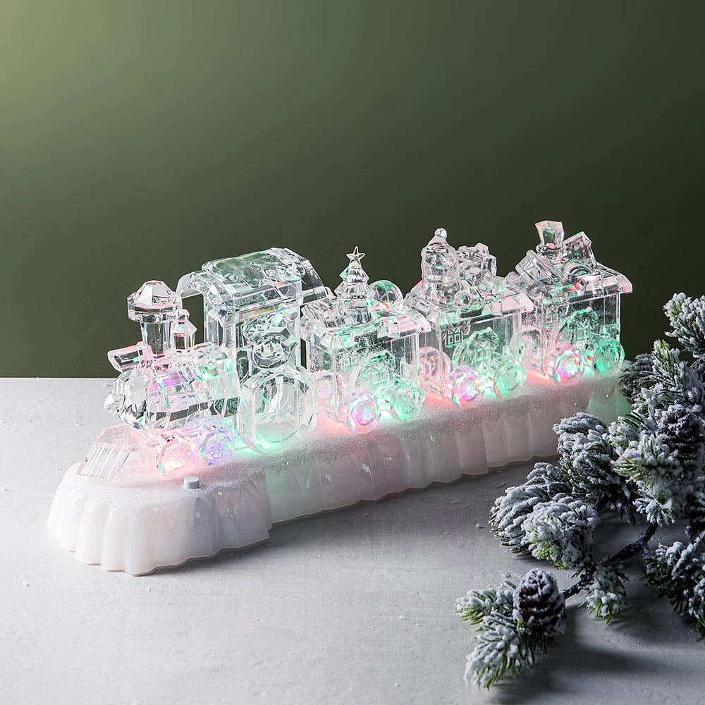 Deco Noel Christmas Light-Up LED Train 12.5" (Clear)