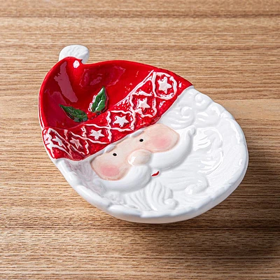 Santa'S Secrets Christmas Santa Dolomite Candy Plate (Red/White)